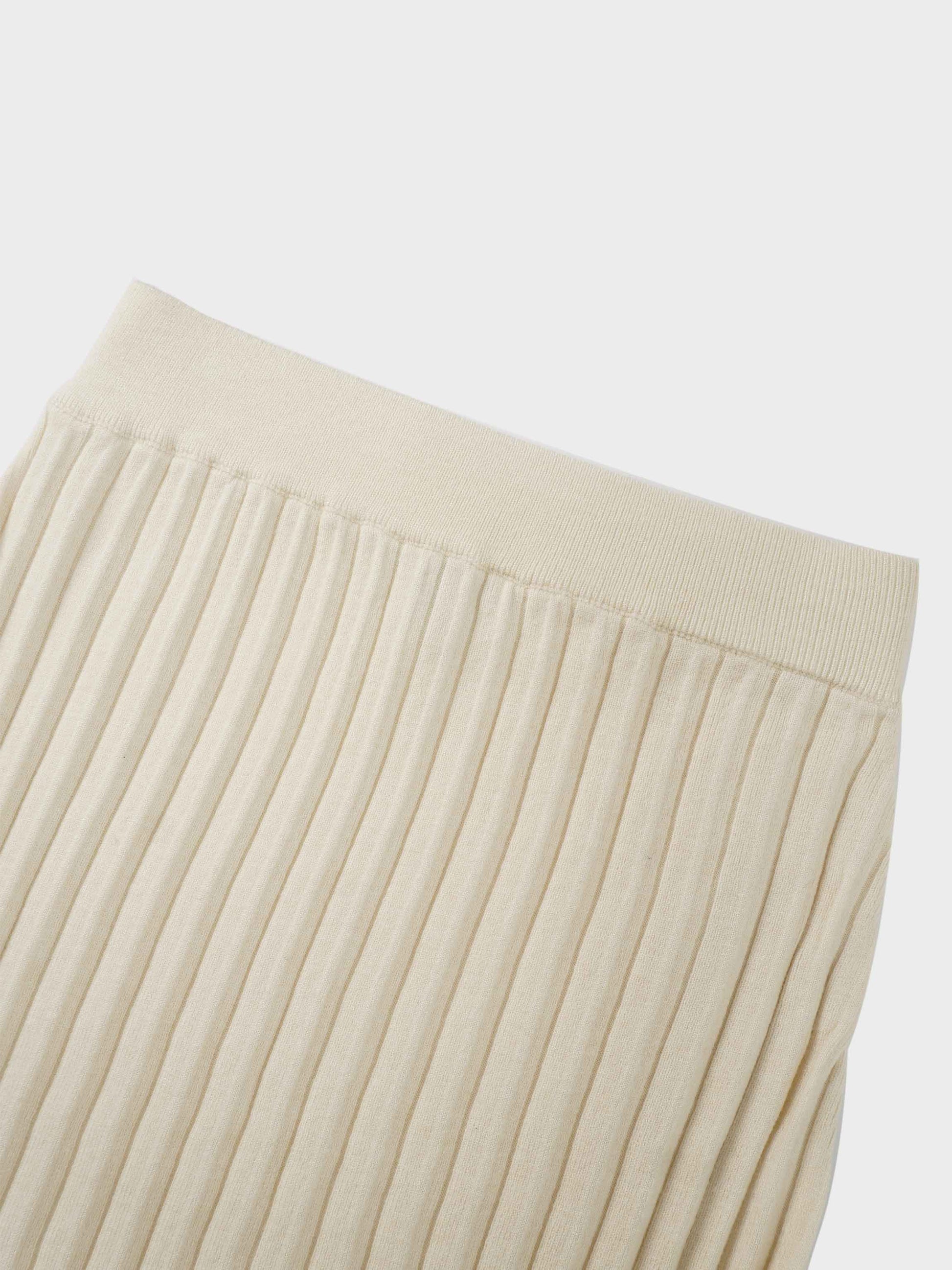 Knit Ribbed Maxi Skirt in Ivory-2