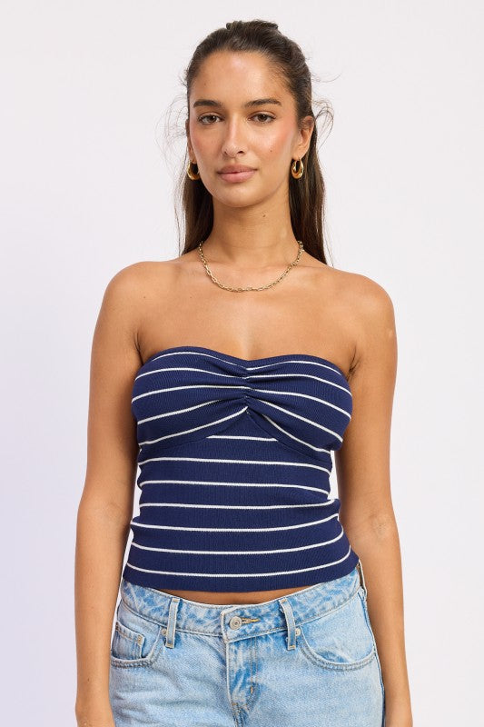 Dalia Striped Strapless Top