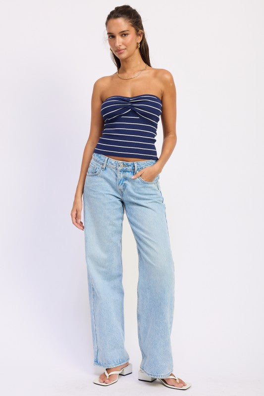 Dalia Striped Strapless Top