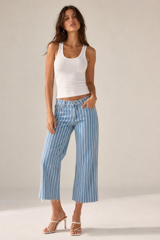 Blue Harbor Low Rise Crop Jean by GJG Denim in dark and light wash