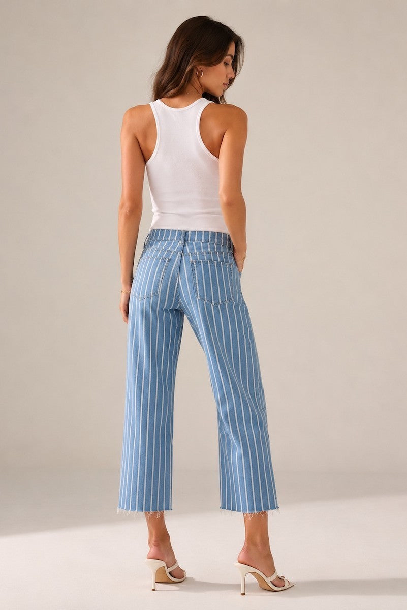 Blue Harbor Low Rise Crop Jean by GJG Denim in dark and light wash