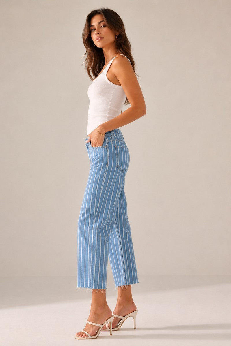 Blue Harbor Low Rise Crop Jean by GJG Denim in dark and light wash