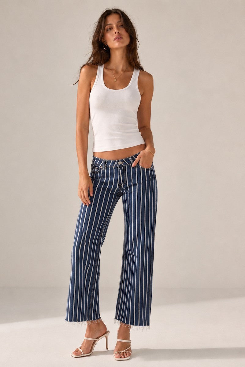 Blue Harbor Low Rise Crop Jean by GJG Denim in dark and light wash