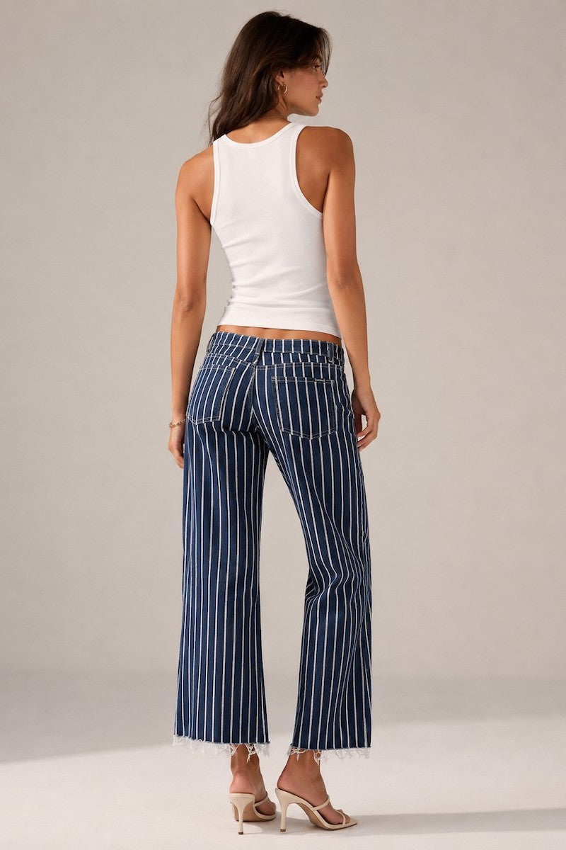 Blue Harbor Low Rise Crop Jean by GJG Denim in dark and light wash