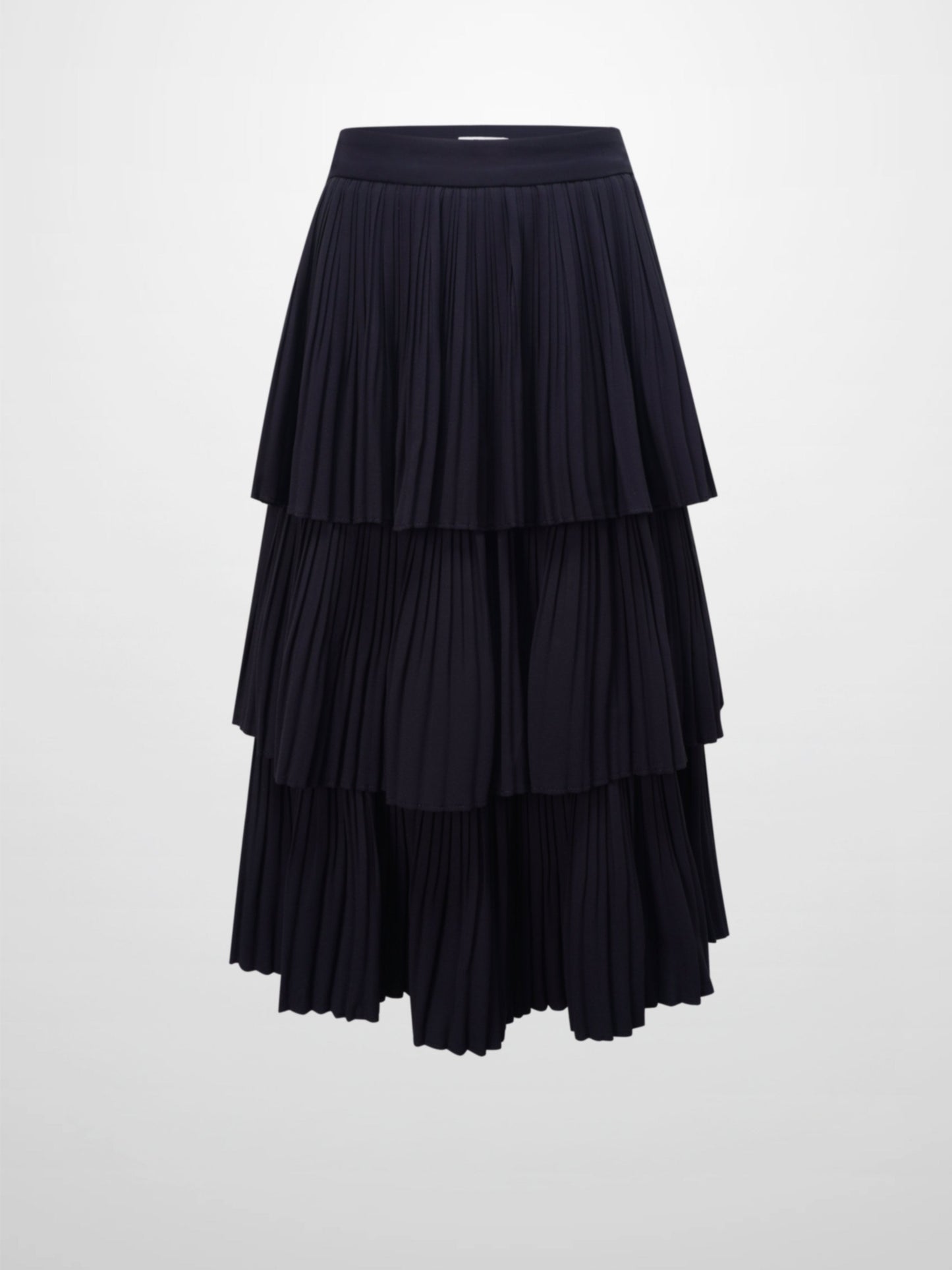 Pleated Layer Skirt 26"-Navy-0