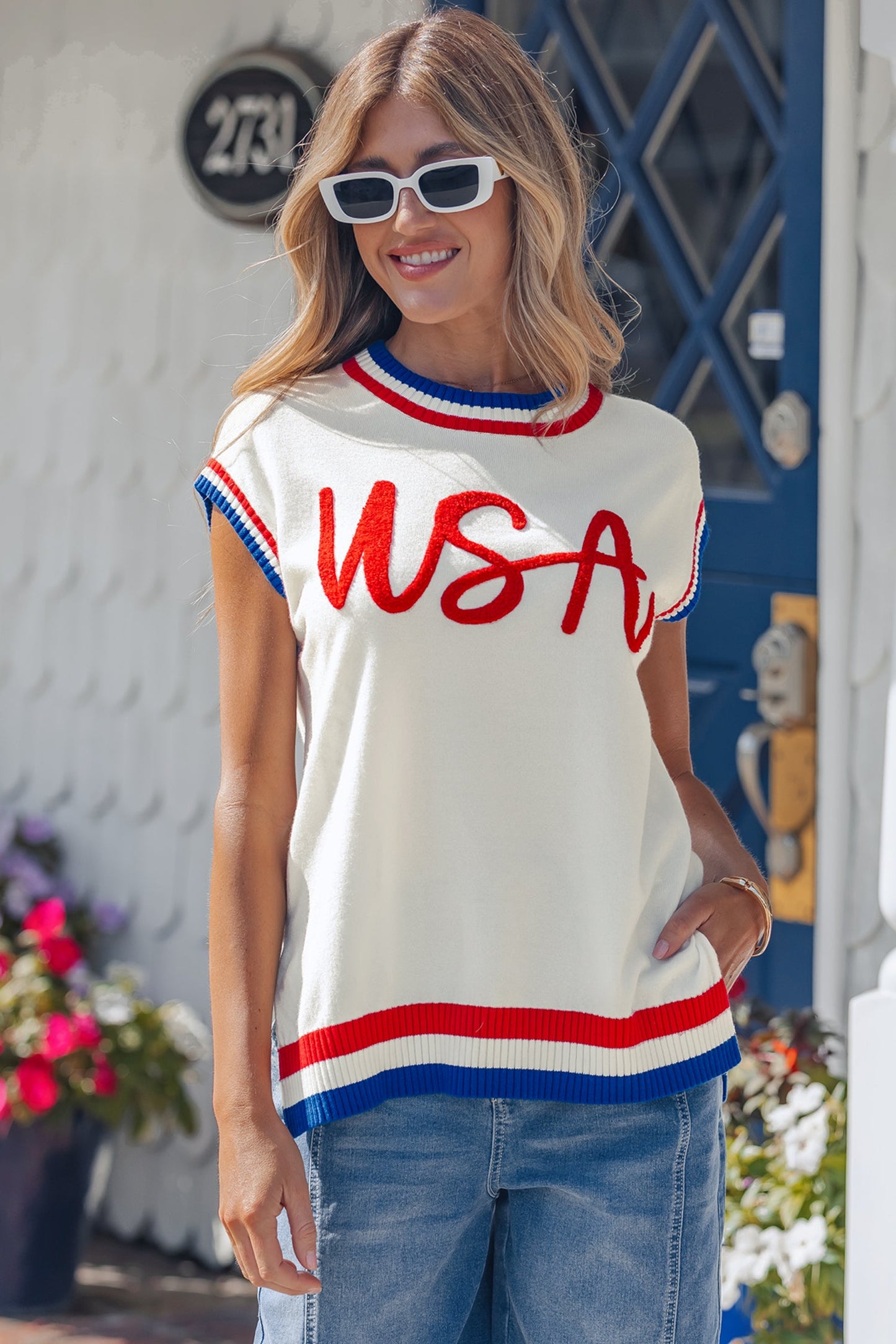 Peyton Trim USA Sweater