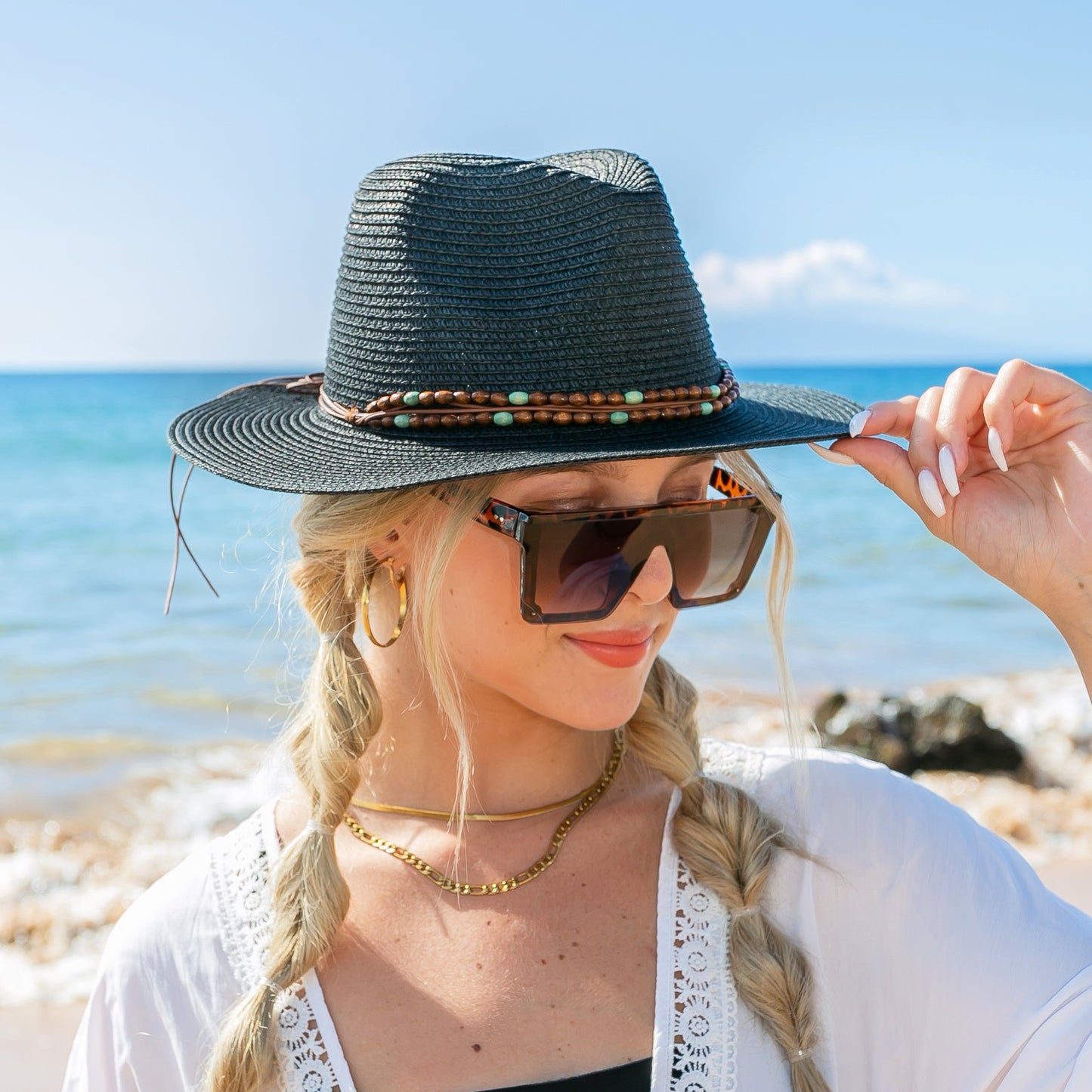 Boho Accent Panama Hat in multiple colors