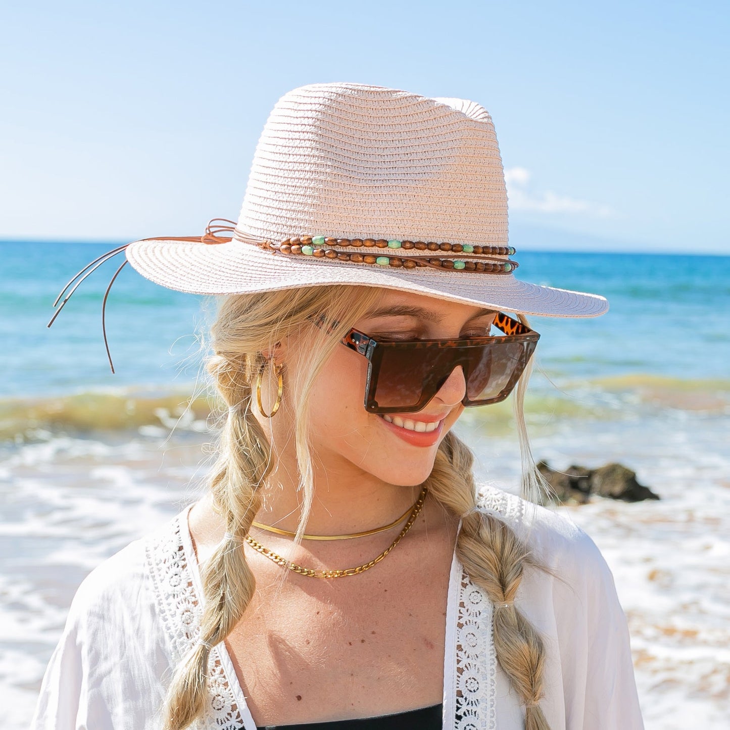 Boho Accent Panama Hat in multiple colors