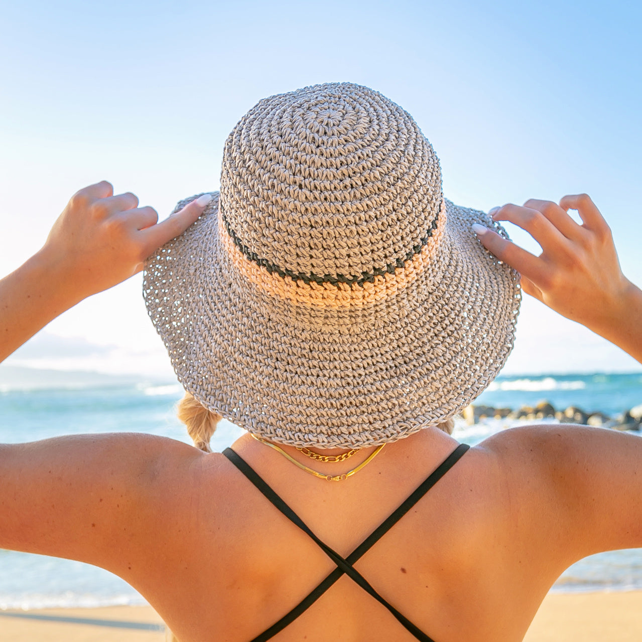 Stripe Accent Straw Hat in multiple colors