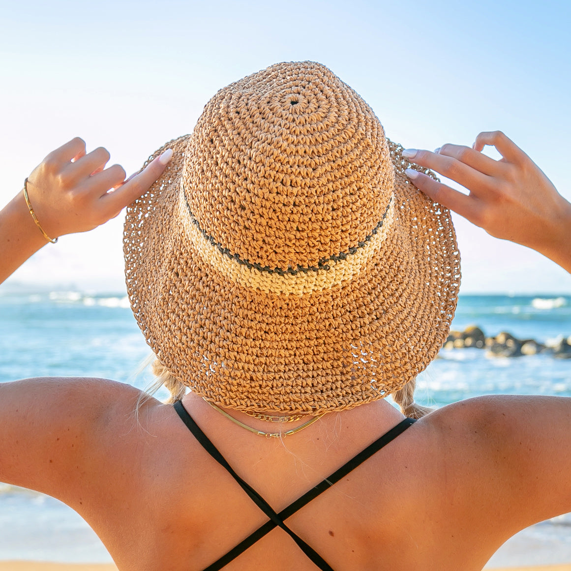 Stripe Accent Straw Hat in multiple colors