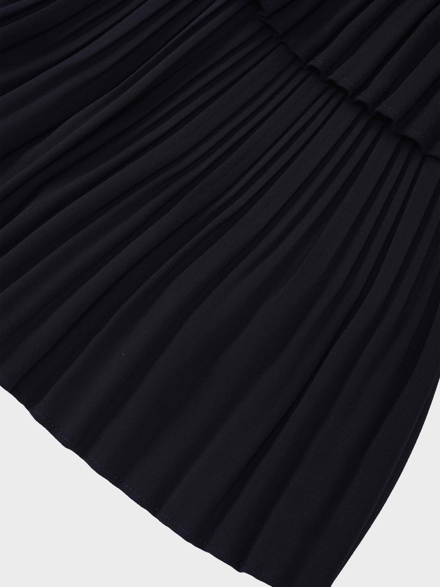 Pleated Layer Skirt 26"-Navy-4