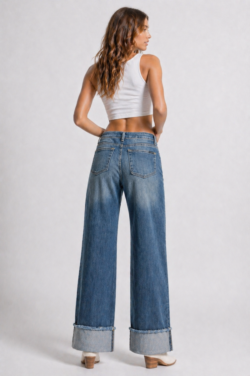 The Venta Jean - Low Rise Stud Cuffed by GJG Denim
