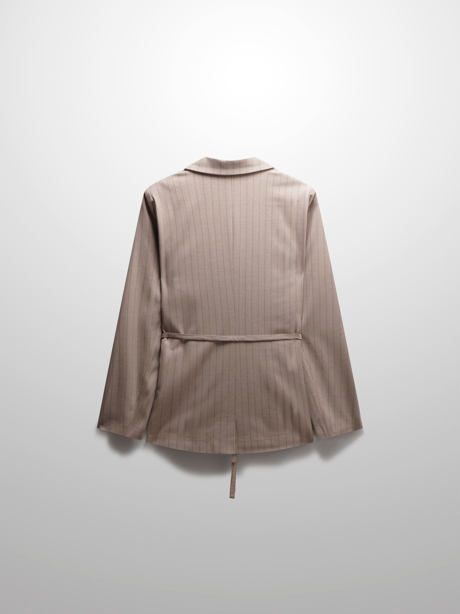 Double Breasted Pinstripe Jacket-Brown-3