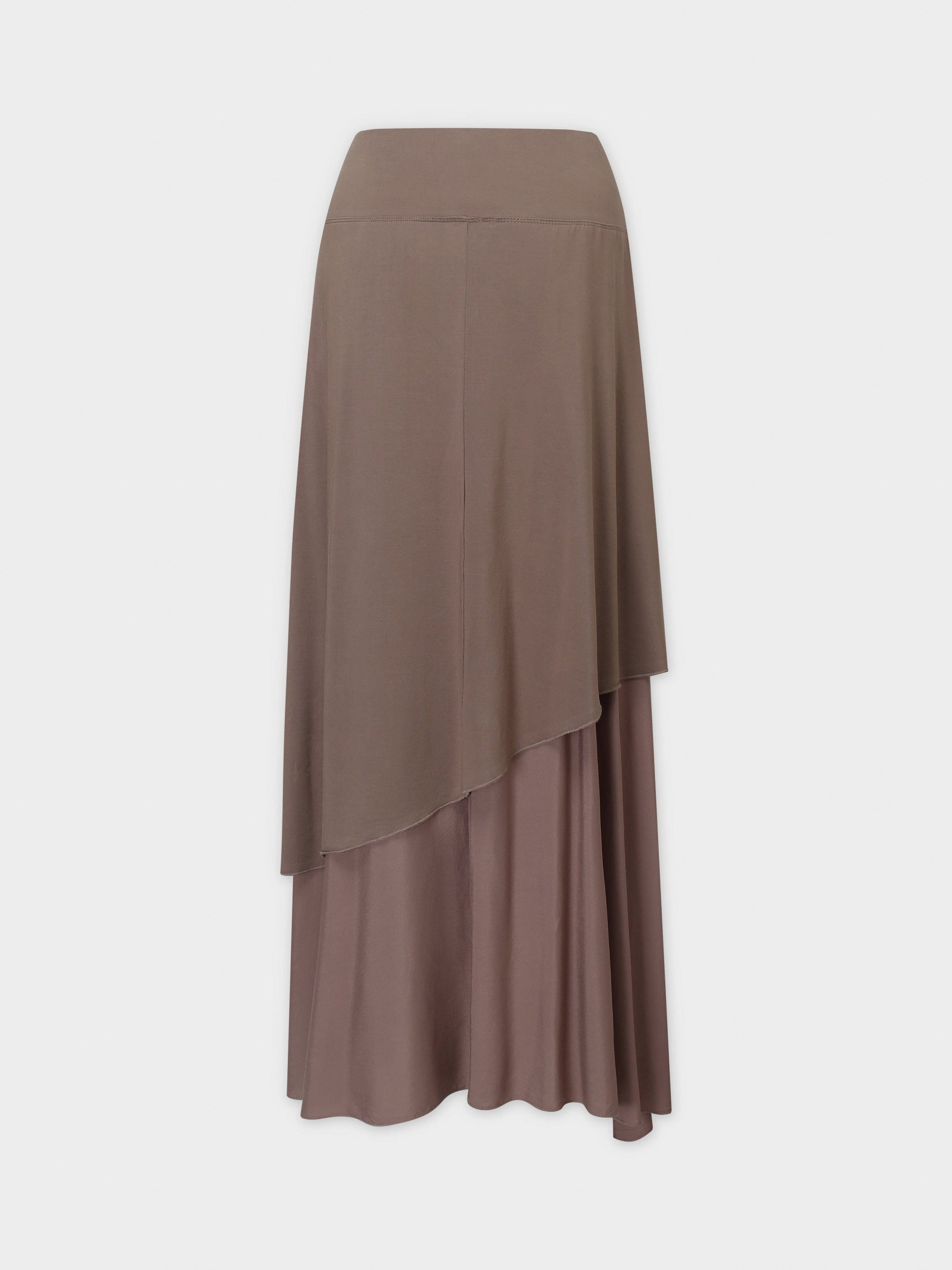 DOUBLE LAYER SKIRT-BROWN-1