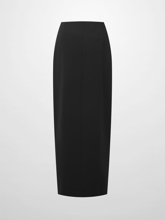 Straight Maxi Stretch Skirt-Black-1