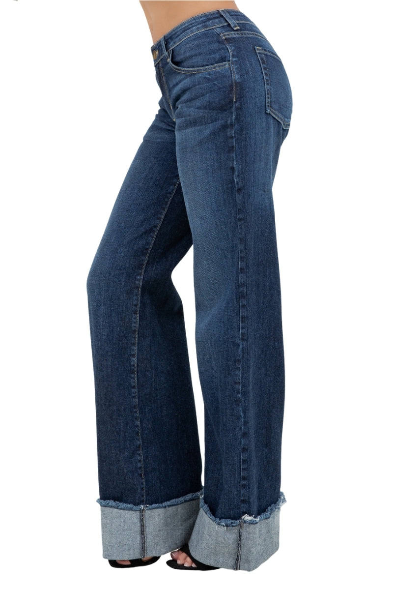 The Gary Jean (30" 32") - Low Rise Wide Leg Cuffed in Monterey Wash by GJG Denim