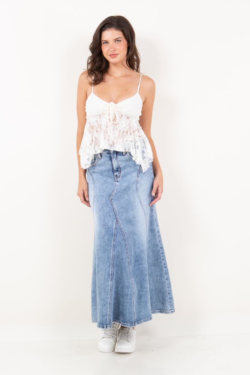 Kayla Denim Maxi Skirt by Artemis Vintage