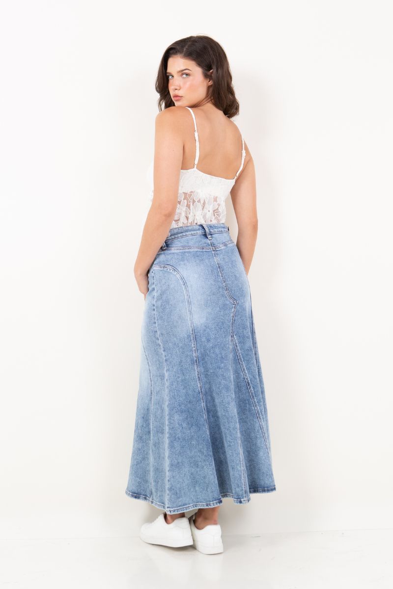 Kayla Denim Maxi Skirt by Artemis Vintage