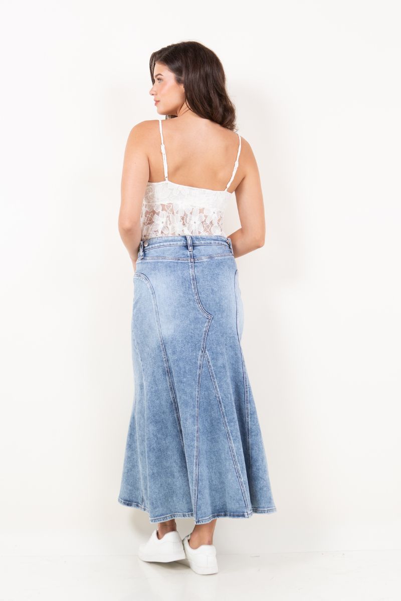 Kayla Denim Maxi Skirt by Artemis Vintage