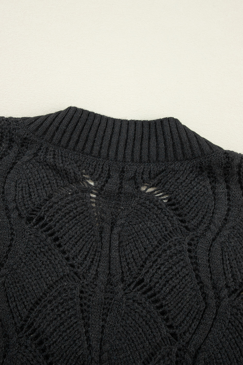 Hollowed Out Knit Drop Shoulder Sweater