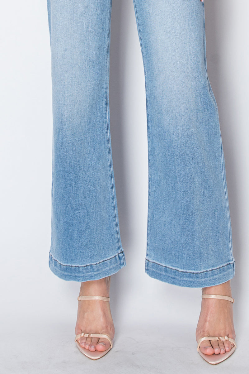 The Noemi Jean - Eco Friendly Front Pocket Detail High Rise Flare by Artemis Vintage