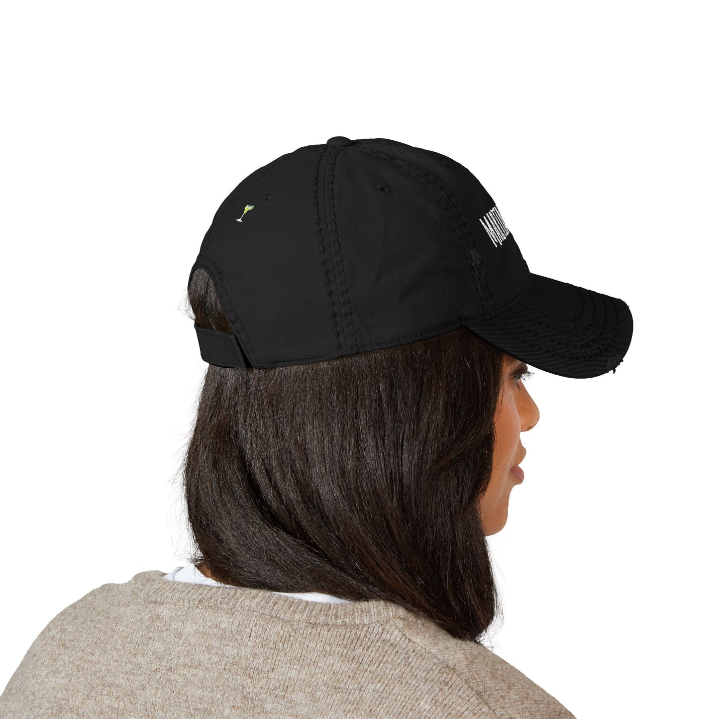 Martini Mama Distressed Embroidered Cap - white font in multiple colors