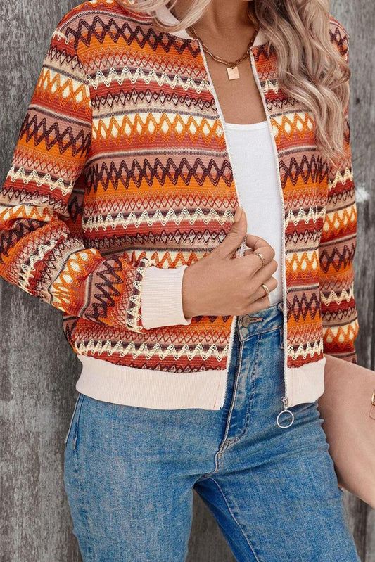 Striped Zip Up Sweater