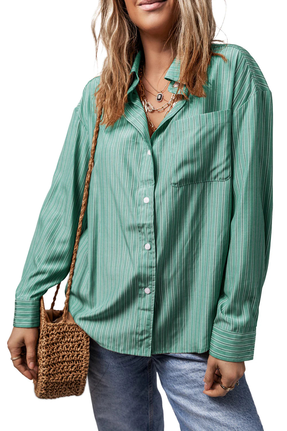 Striped Button Down Long Sleeve Shirt in multiple colors