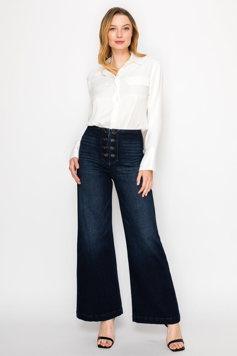 Eco Friendly Ultra High Rise Palazzo Sailor Jeans by Artemis Vintage