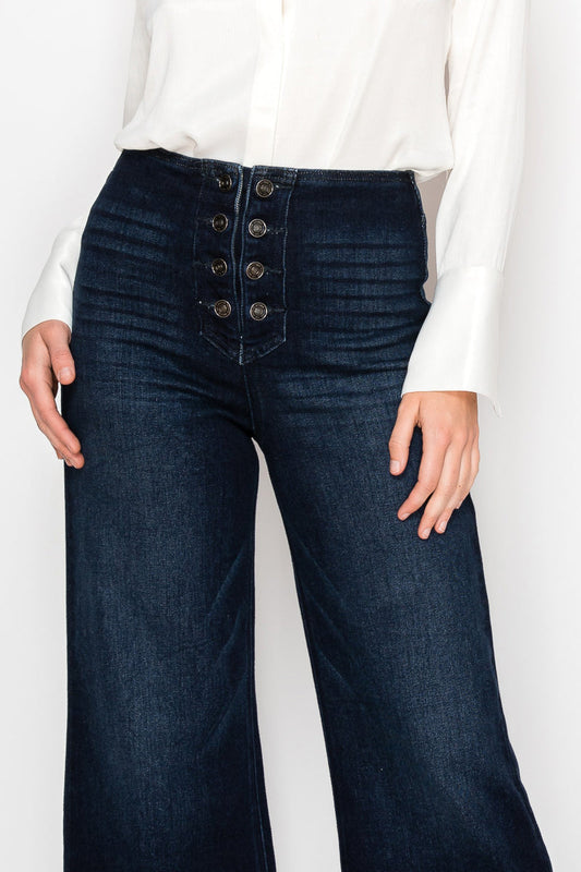 Eco Friendly Ultra High Rise Palazzo Sailor Jeans by Artemis Vintage