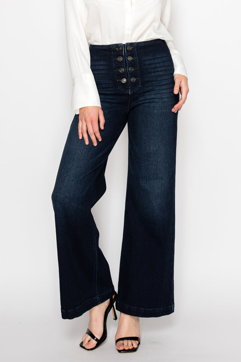 Eco Friendly Ultra High Rise Palazzo Sailor Jeans by Artemis Vintage