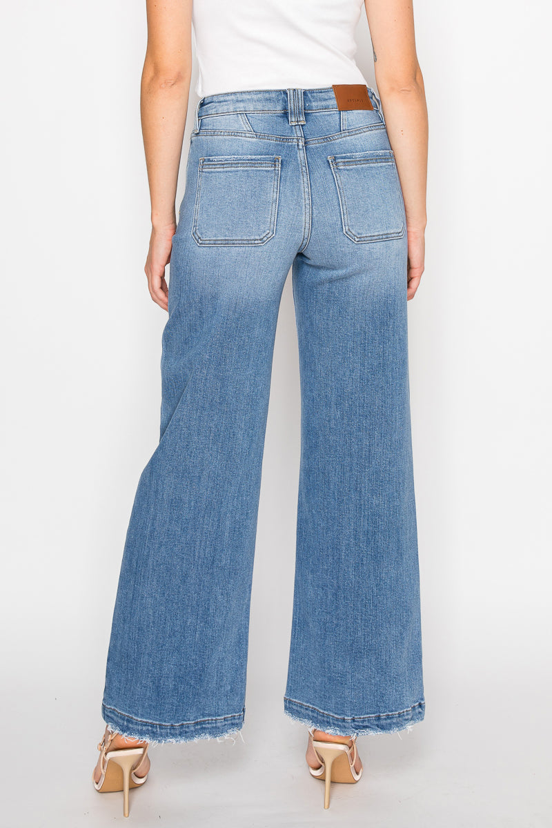 The Margo Jean - Eco Friendly High Rise Slim Palazzo Jeans by Artemis Vintage