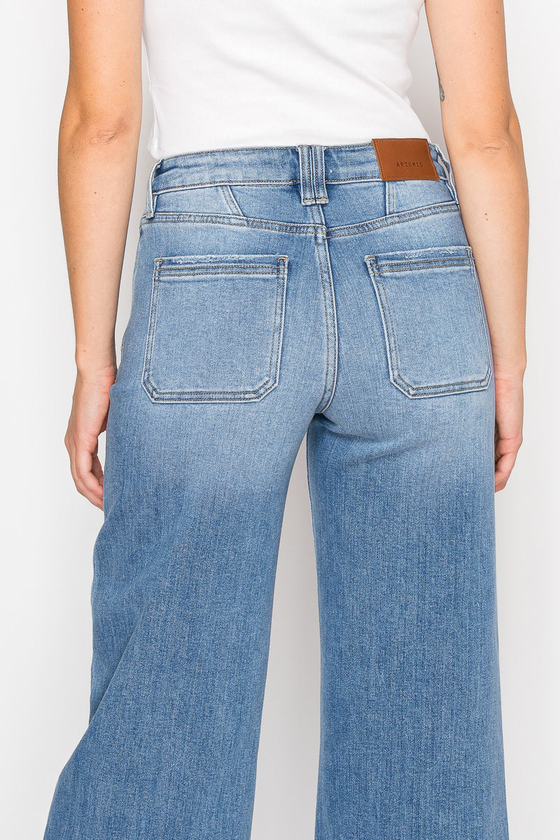 The Margo Jean - Eco Friendly High Rise Slim Palazzo Jeans by Artemis Vintage