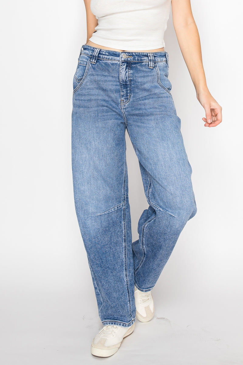 Sloane Adjustable Strap High Rise Barrel Jeans by Artemis Vintage