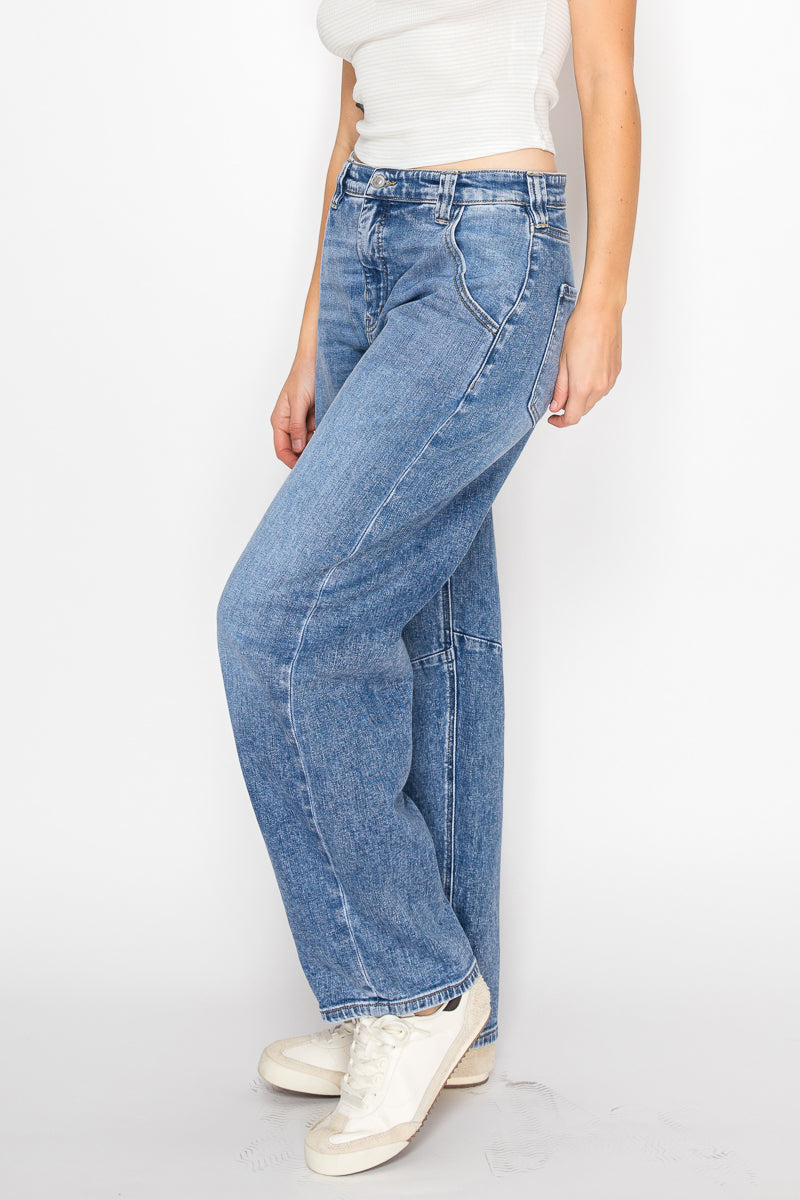 Sloane Adjustable Strap High Rise Barrel Jeans by Artemis Vintage