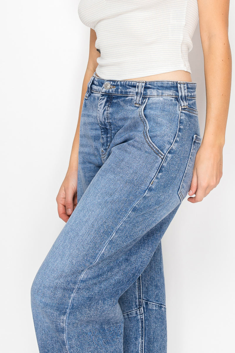 Sloane Adjustable Strap High Rise Barrel Jeans by Artemis Vintage