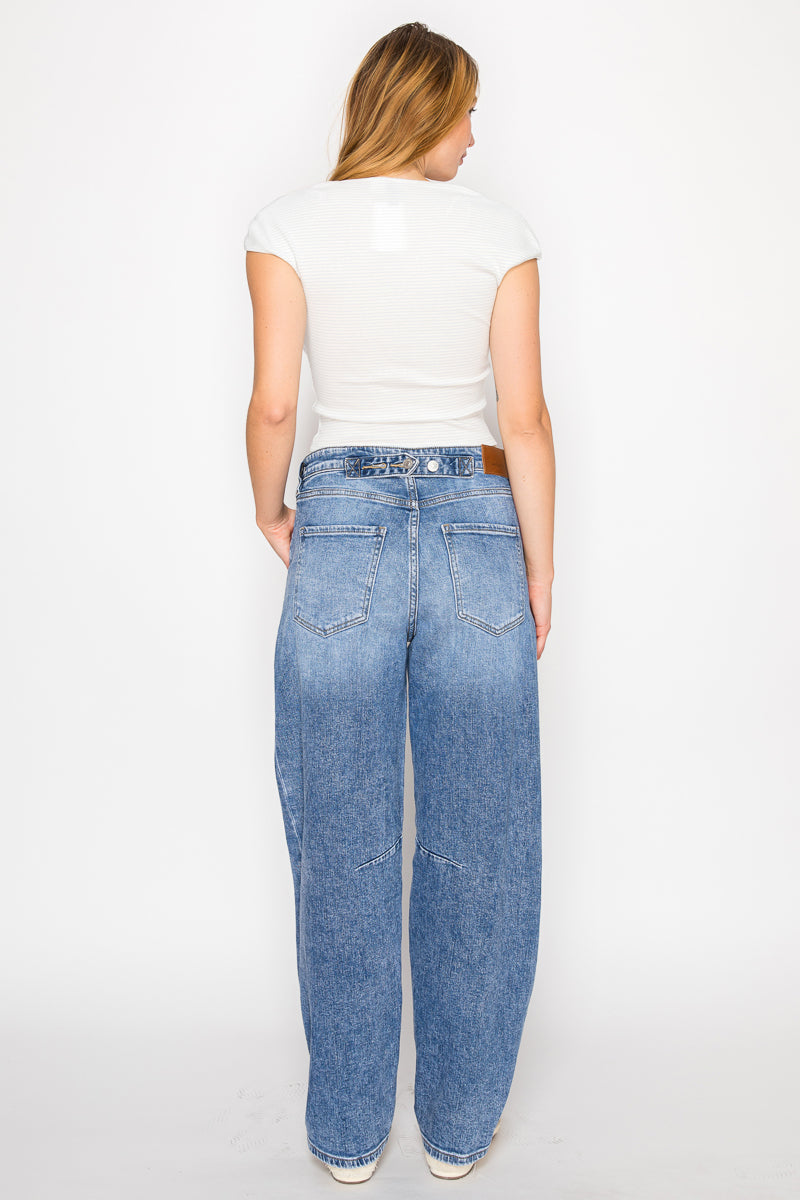 Sloane Adjustable Strap High Rise Barrel Jeans by Artemis Vintage