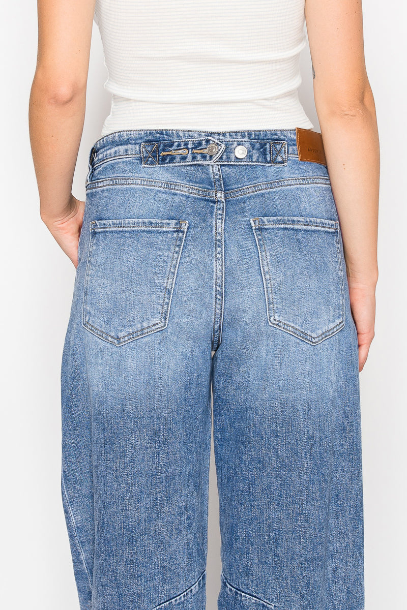 Sloane Adjustable Strap High Rise Barrel Jeans by Artemis Vintage