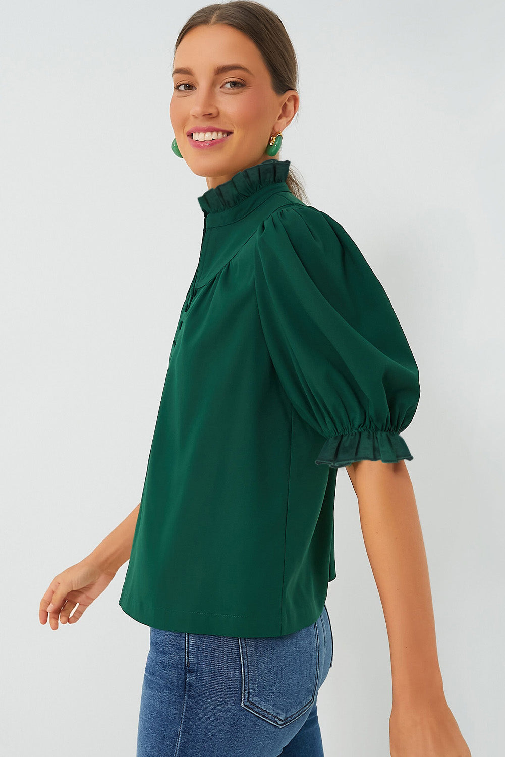 Elegant Button Collar Blouse*