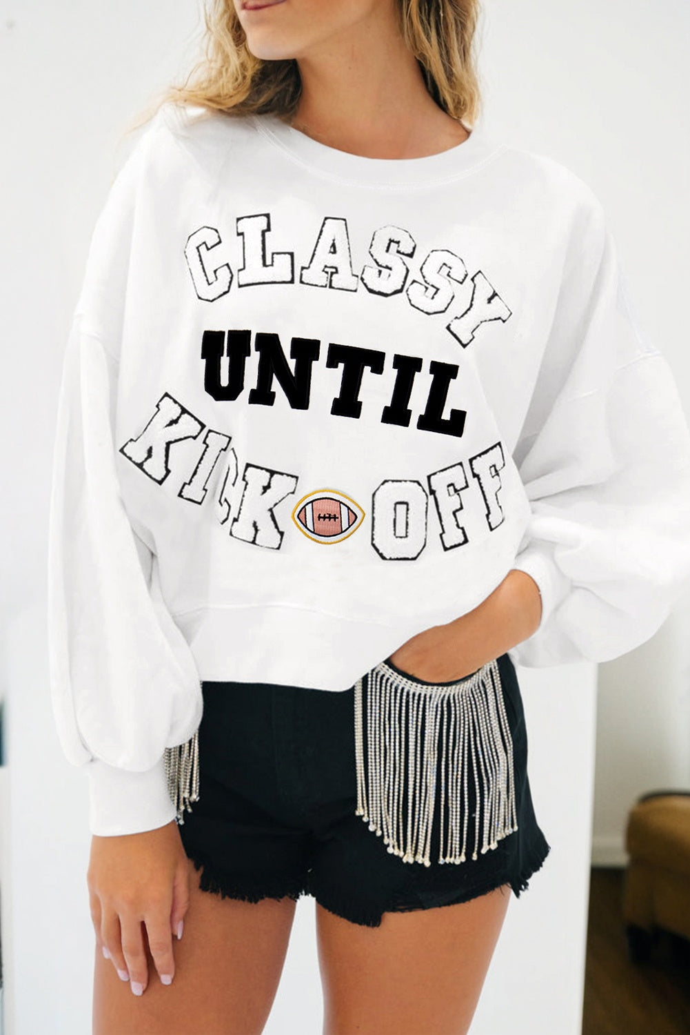 CLASSY UNTIL KICKOFF Plush Sweatshirt in multiple colors