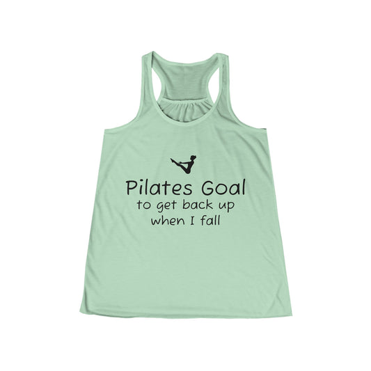 PILATES Goal Flowy Racer Back Tank Top - black font in multiple colors