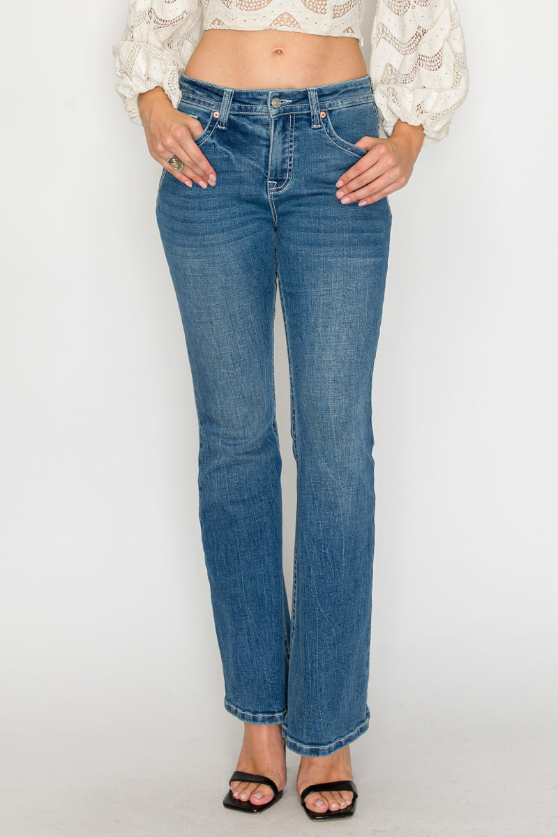 The Olivia Jean - Mid Rise Slim Flare with Tummy Control by Artemis Vintage