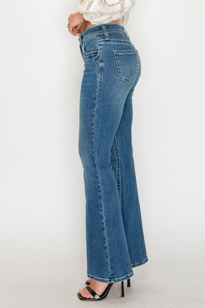 The Olivia Jean - Mid Rise Slim Flare with Tummy Control by Artemis Vintage