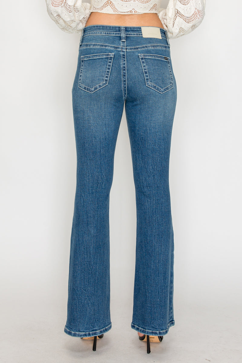 The Olivia Jean - Mid Rise Slim Flare with Tummy Control by Artemis Vintage