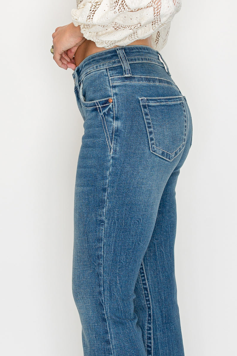 The Olivia Jean - Mid Rise Slim Flare with Tummy Control by Artemis Vintage