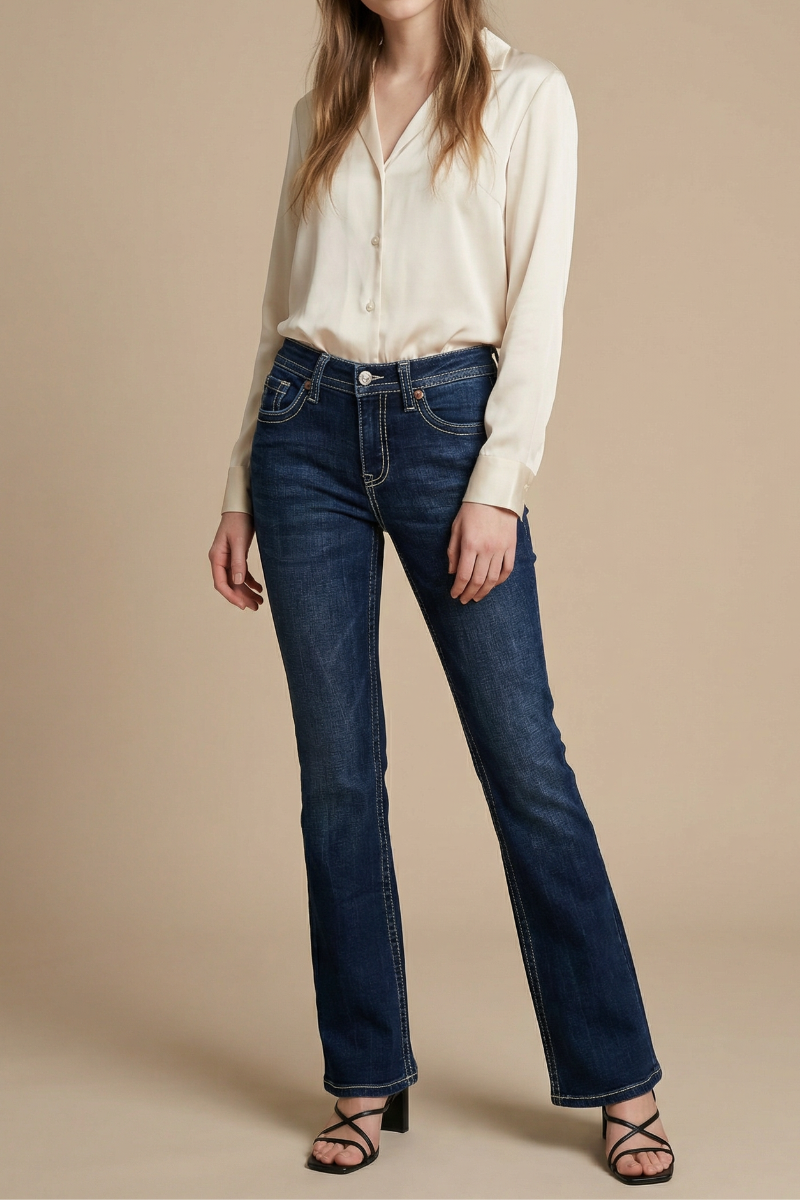 The Stevie Jean -  High Rise Slim Flare with Tummy Control by Artemis Vintage  (Dark Wash)