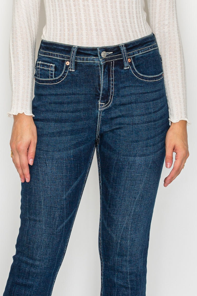 The Stevie Jean -  High Rise Slim Flare with Tummy Control by Artemis Vintage  (Dark Wash)