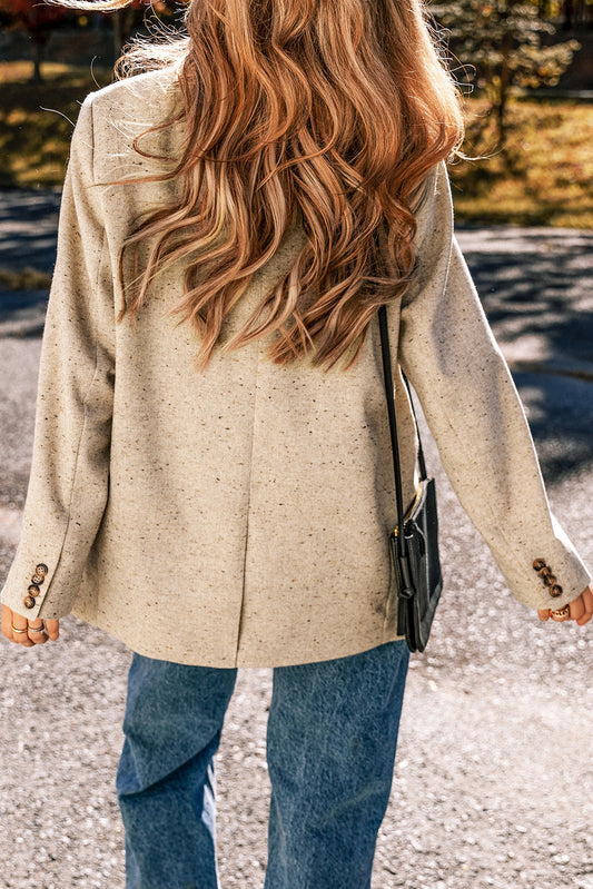 Oatmeal Single Breasted Blazer Jacket