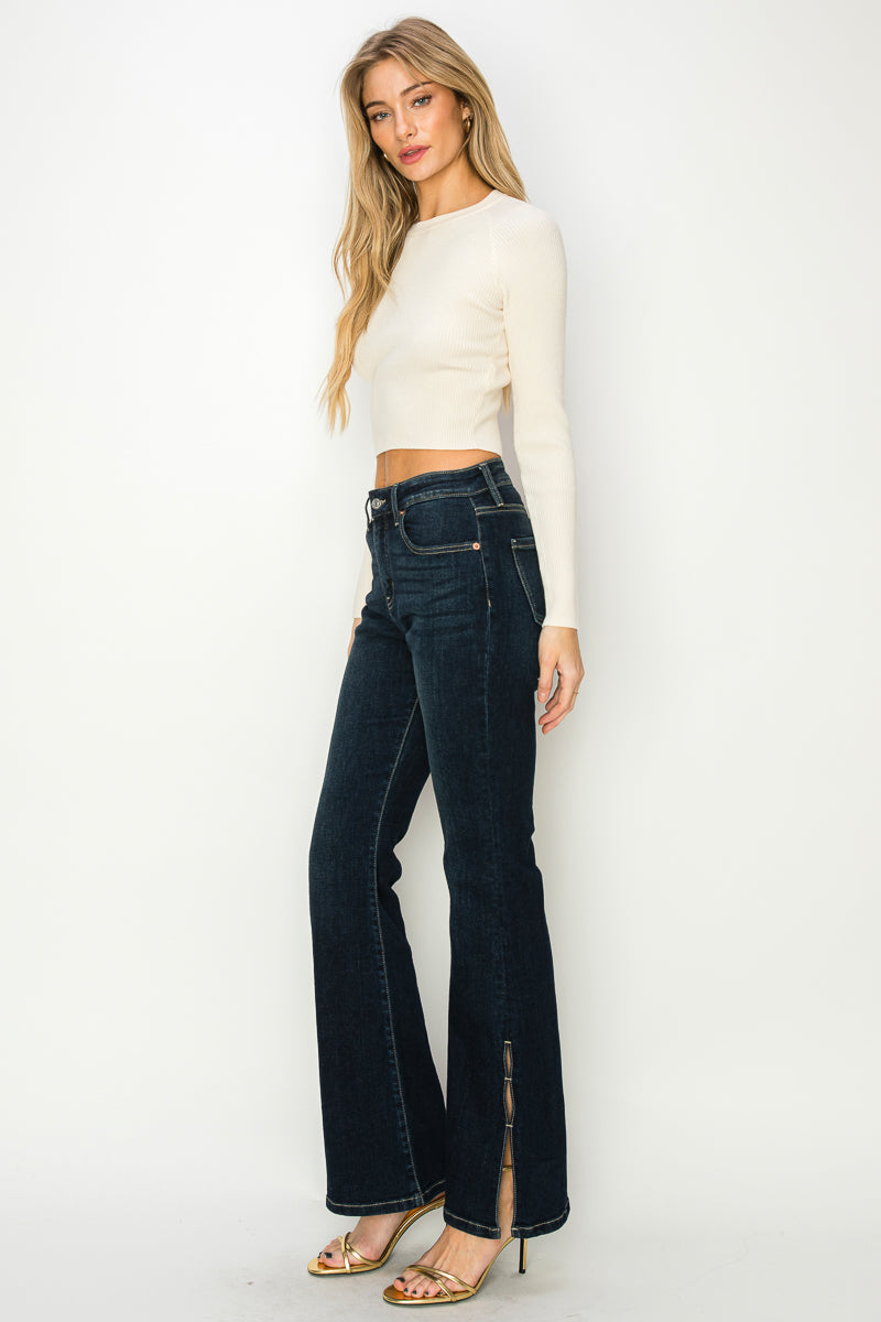 The Noa Jean - High Rise Flare with Side Slits by Artemis Vintage