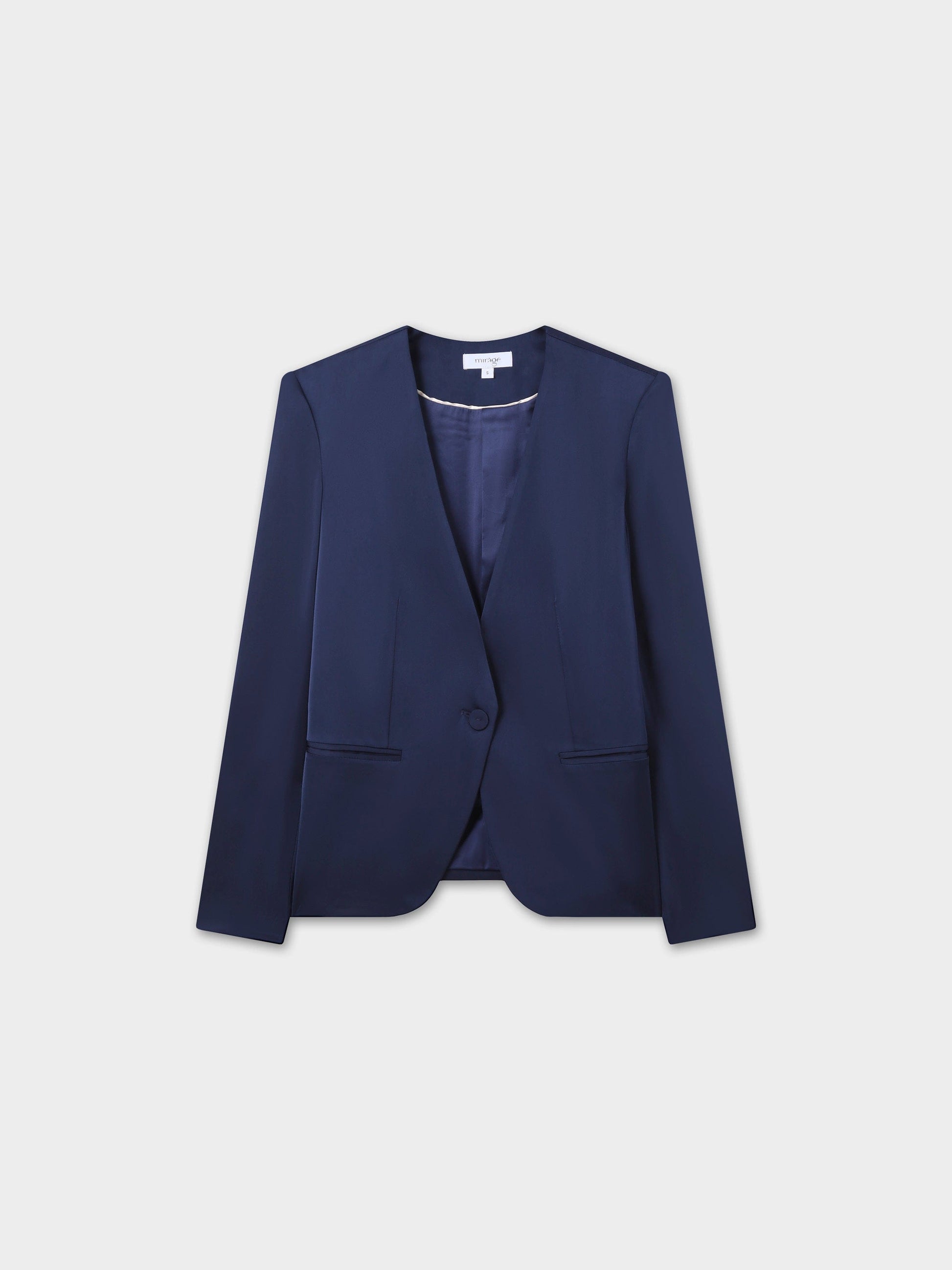 Satin Evening Blazer-Navy-0